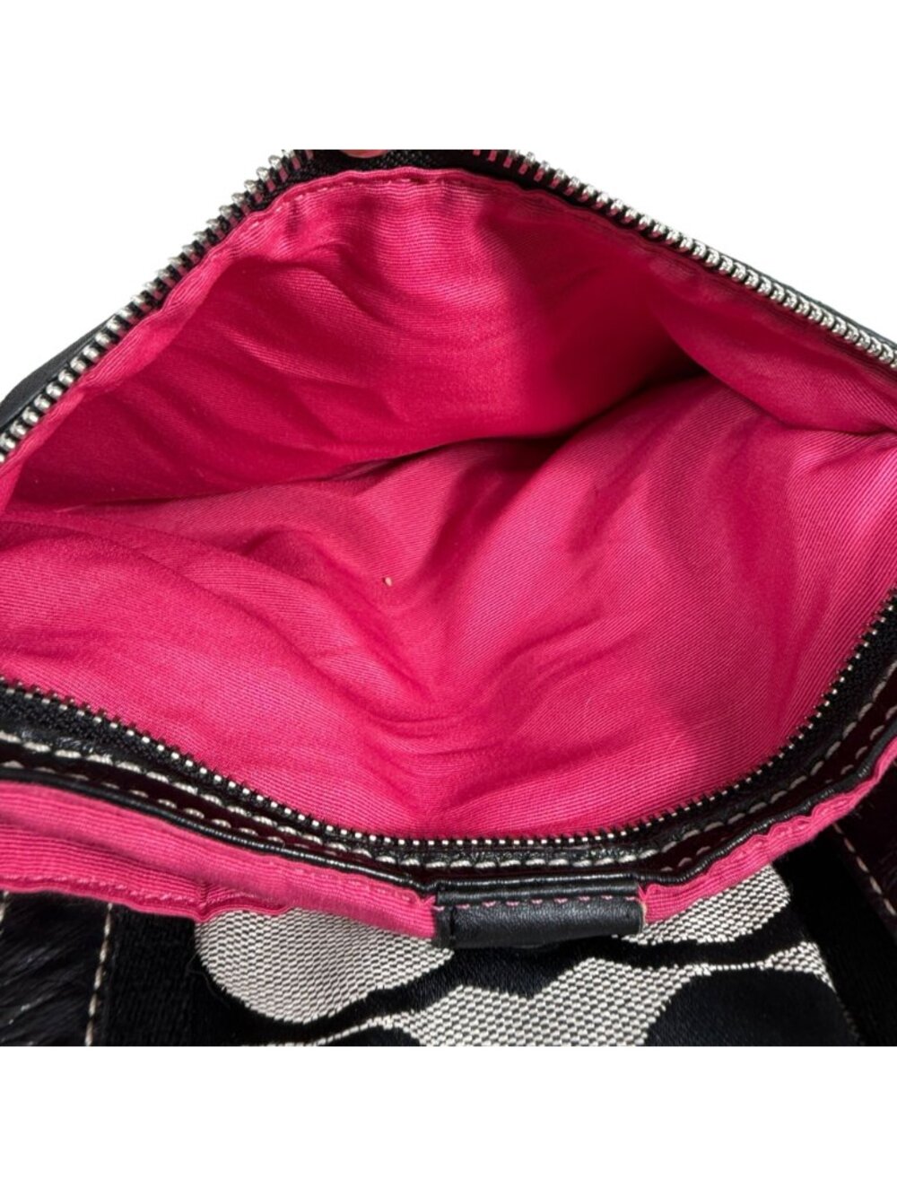 COACH Daisy Signature C Black Jacquard Shoulder Handbag F14878 Pink Lining - Picture 11 of 15